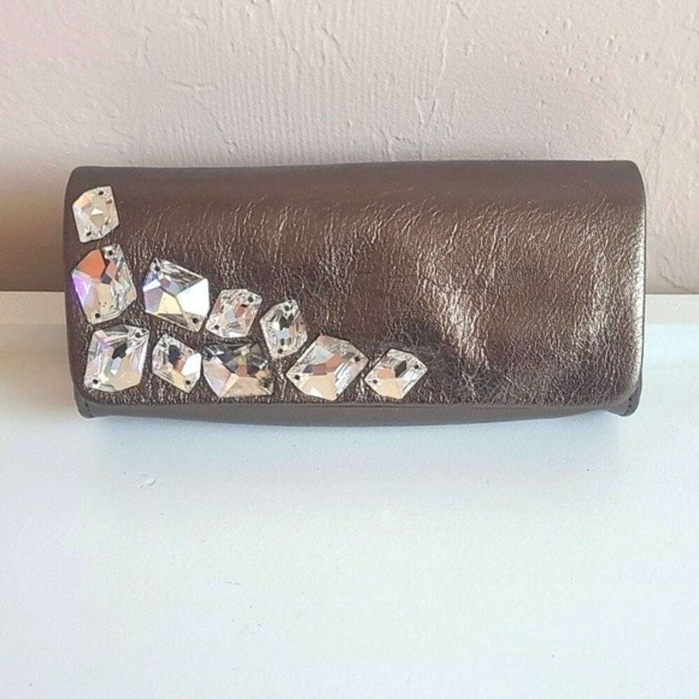 Inge ChristopherVegas Gold/Bronze Metalic Textured Leather Clutch